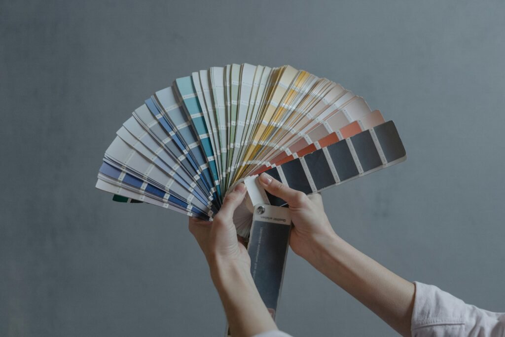Paint swatch fan deck used for paint color consultations.