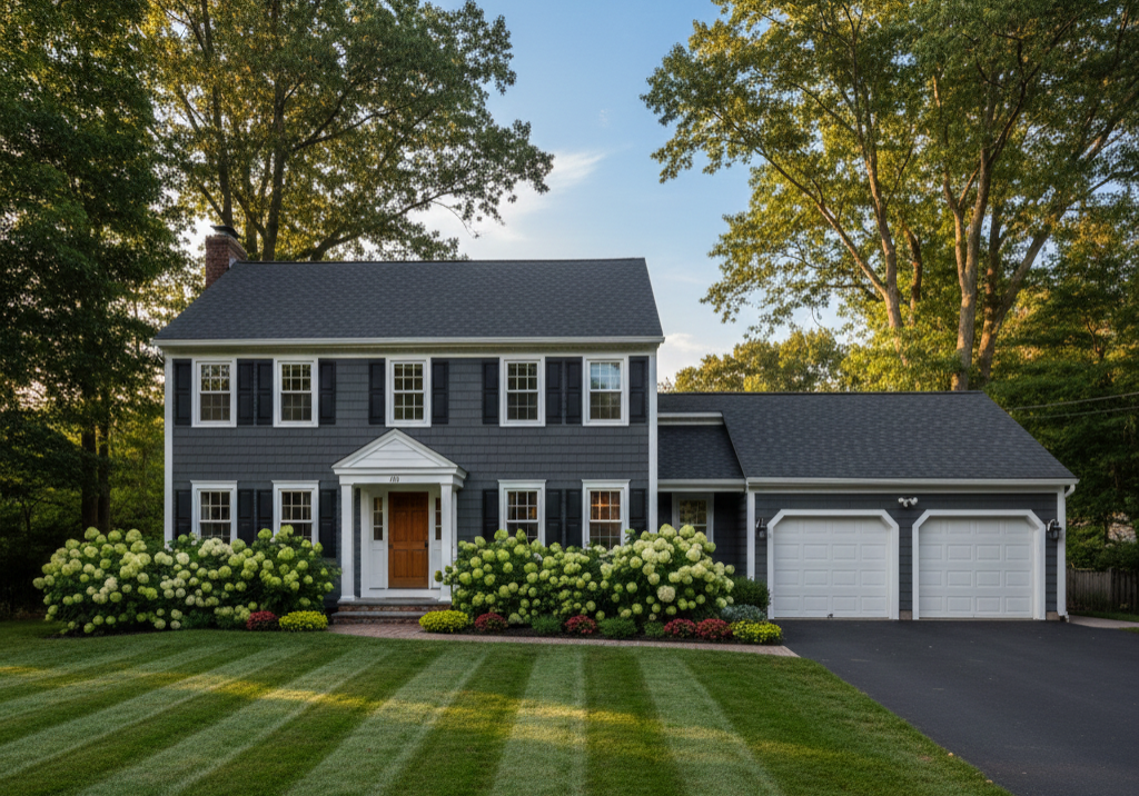 Dark gray house in Mountainside, NJ painted by Paint EZ