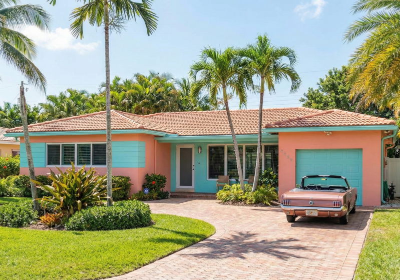 Pink and blue home in Fort Lauderdale & Pompano Beach, FL painted by Paint EZ