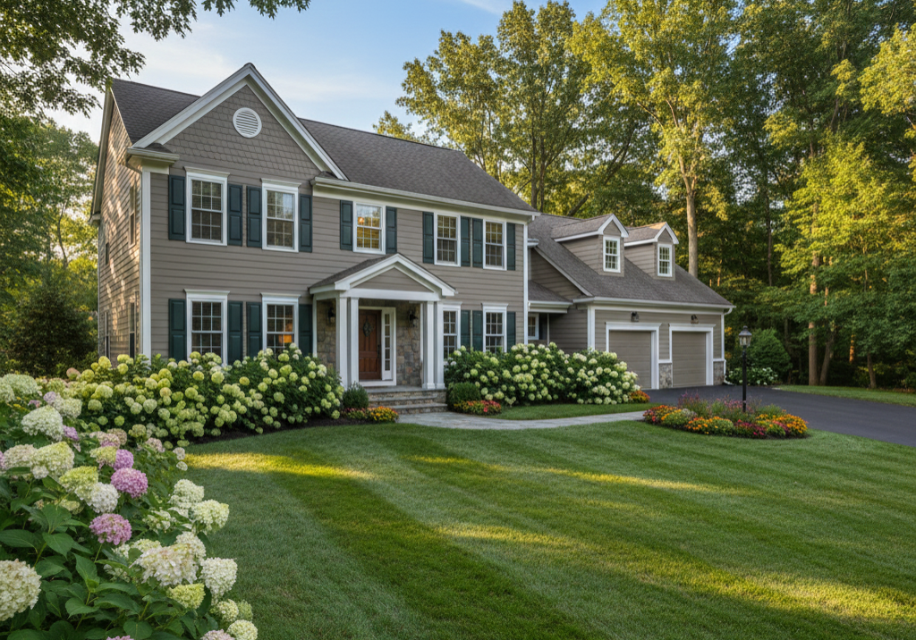 Light tan house in Mountainside, NJ painted by Paint EZ.