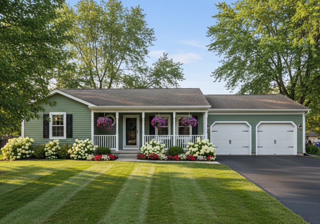 Light green house in Carmel, IN painted by Paint EZ.
