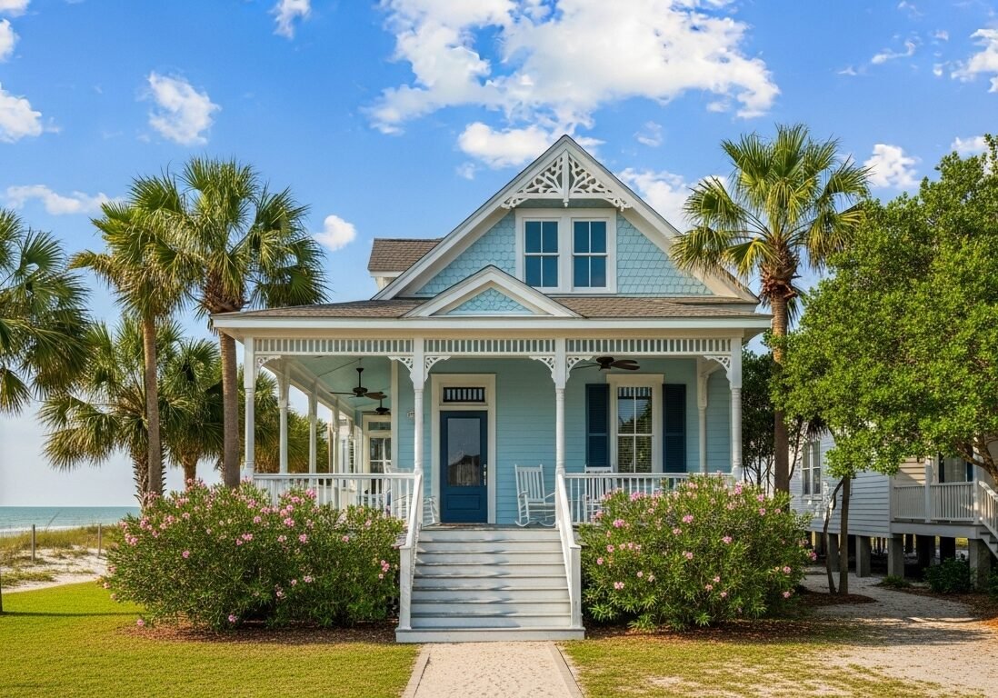 Blue house in Galveston, TX painted by Paint EZ of Galveston