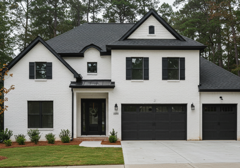 Exterior of a house painted white in Johns Creek, GA