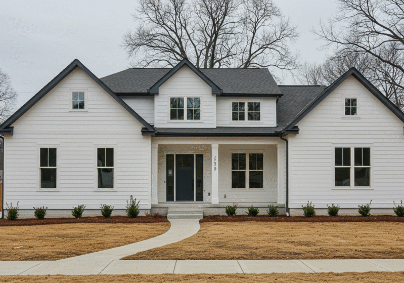 House recently painted white in Lexington, KY.
