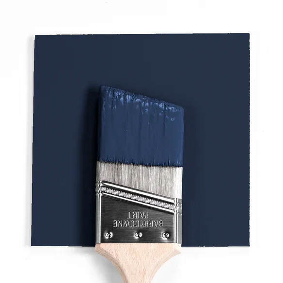 Paint brush with a blue background. Blue color is Old Navy by. Benjamin Moore