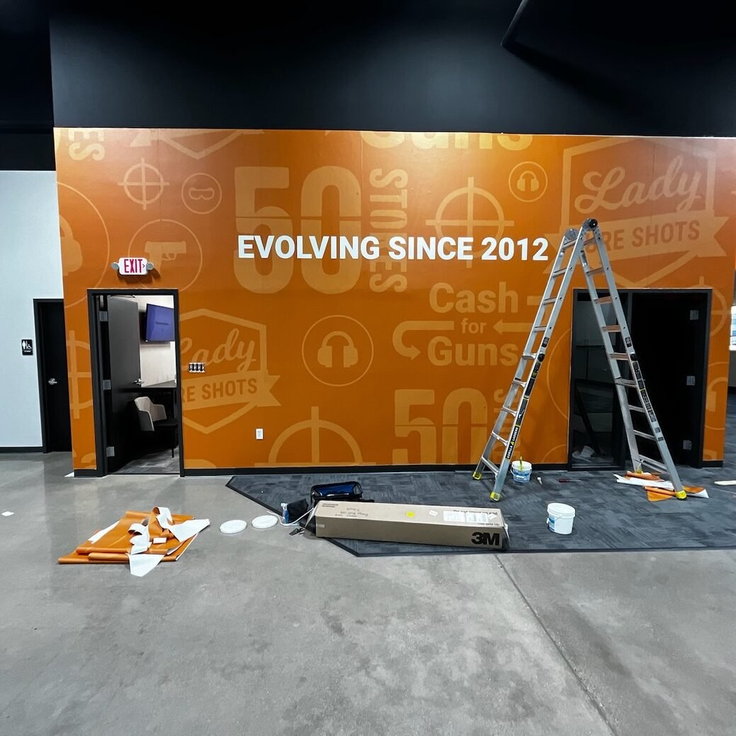 Commercial wallpaper applied by the Paint EZ crew.