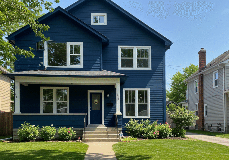 Navy blue house in Kenosha, WI