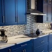 Blue cabinets painted with Loyal Blue by Sherwin-Williams