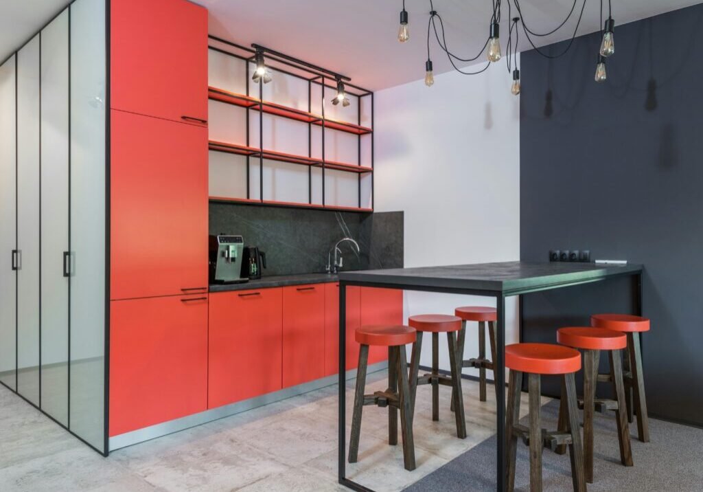 Red commercial cabinets